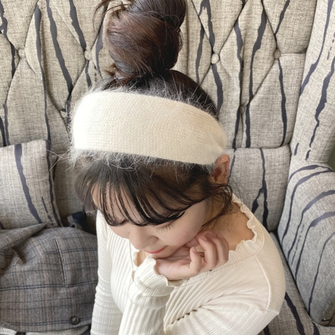 레인걸 앙고라 두꺼운 밴드 반다나 헤어밴드 넓은 머리띠 (A3543)