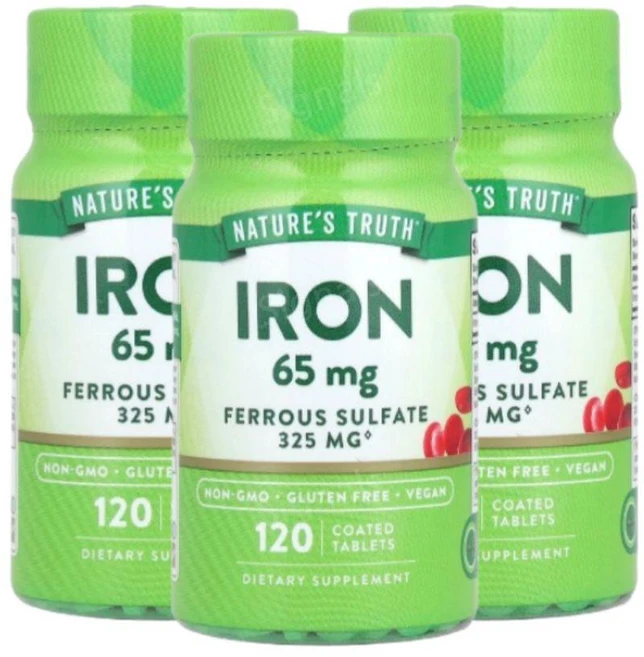 네이처스트루스 철분 Iron 65mg 120정 3개 아이언 아이론 - 쿠팡