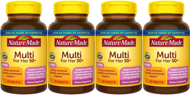 네이처메이드 50세 이상 여성 종합비타민 멀티 포 허 50 플러스, 4팩, 90정 - 쿠팡