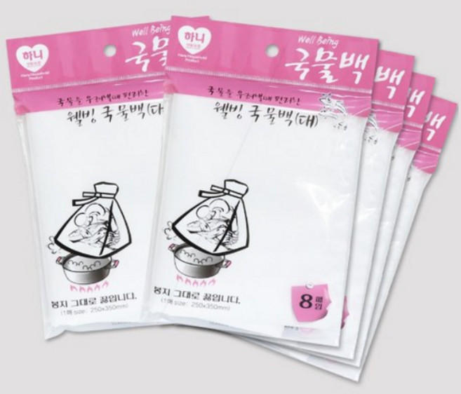 케이알글로벌하니 웰빙 국물백(대) 250x350mm 8매입 5개빠른배송, 대(L), 8개입, 10개