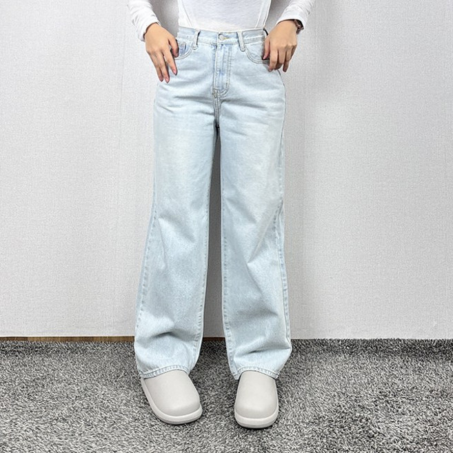 [~99 3XL 빠른배송 1000장돌파! 숏/롱] 아이스워싱 넉넉핏 오버핏 여유핏 빅사이즈 와이드청바지 꾸안꾸 여리핏 봄 하이웨스트 여름 가을 청바지 와이드팬츠 [175]