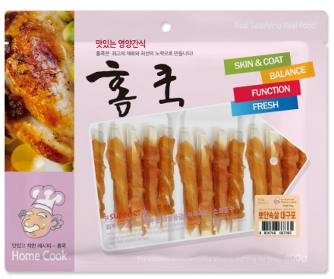 홈쿡 강아지 간식, 뽀얀속살대구포, 400g, 3개
