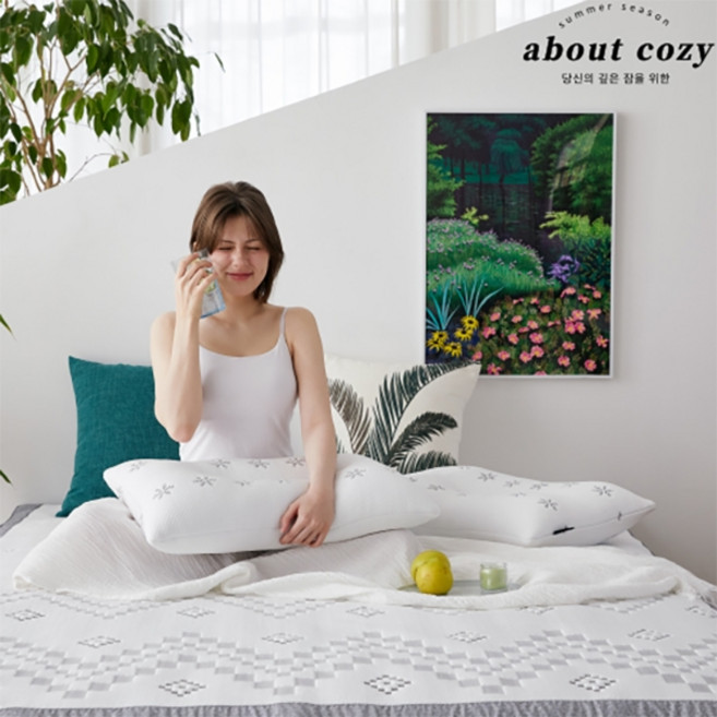 어바웃코지 [킹세트] 자카드 엠보3중직 냉감 쿨패드+경추베개