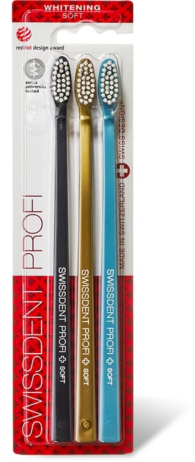 [스위스덴트] 0.15mm 미세모 화이트닝 칫솔 트리플팩(페트롤+골드+진즈 3개), 1개, 3개입 - 쿠팡