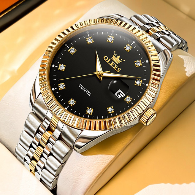 OLEVS 남자손목시계 정품 쿼츠 럭셔리 명품 워터프루프 야광