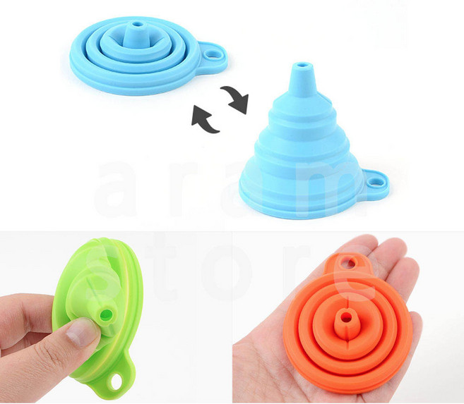 아람커머스 소형 깔때기 실리콘 깔대기 접이식 깔데기 1P 기름깔대기, 블루(BLUE) 작은구멍, 1개