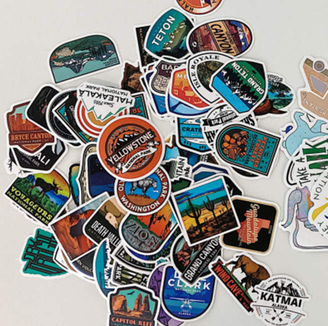 닷드 이동식 캠핑 차박 변기 간이 화장실 요강 캠핑용 변기 야외 노지 백팩킹 용품, 감성 캠핑 스티커 50종(5cm), 1개