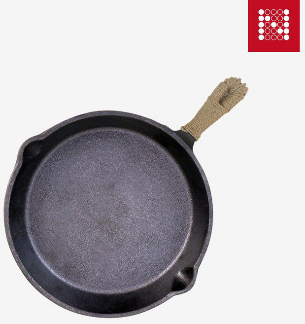 노마드 통주물 무쇠팬 25cm + 마끈, 1세트, 블랙