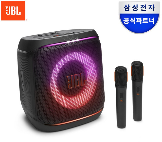 삼성공식파트너 JBL PARTYBOX ENCORE2 블루투스 스피커 AI 사운드부스트 마이크2개 버스킹 기타연결 다이나믹라이트쇼 최대15시간 Aura Cast 다중연결 IPX4, JBLPBENCORE22MICAS