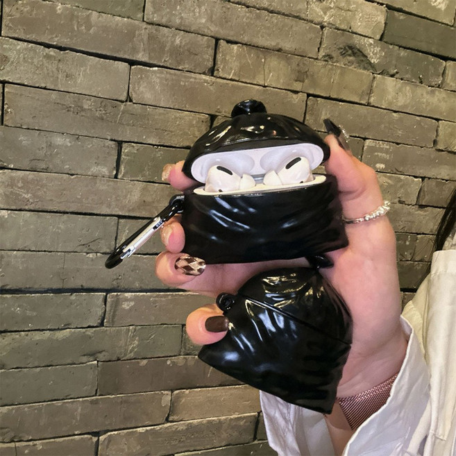 에어팟 4세대 3세대 2세대 1세대 프로 프로2 호환 특이한 입체 검은 비닐 쓰레기봉투 디자인 실리콘 케이스 무선 이어폰 파우치 악세사리, 검은봉투 WAP1550, 에어팟프로2