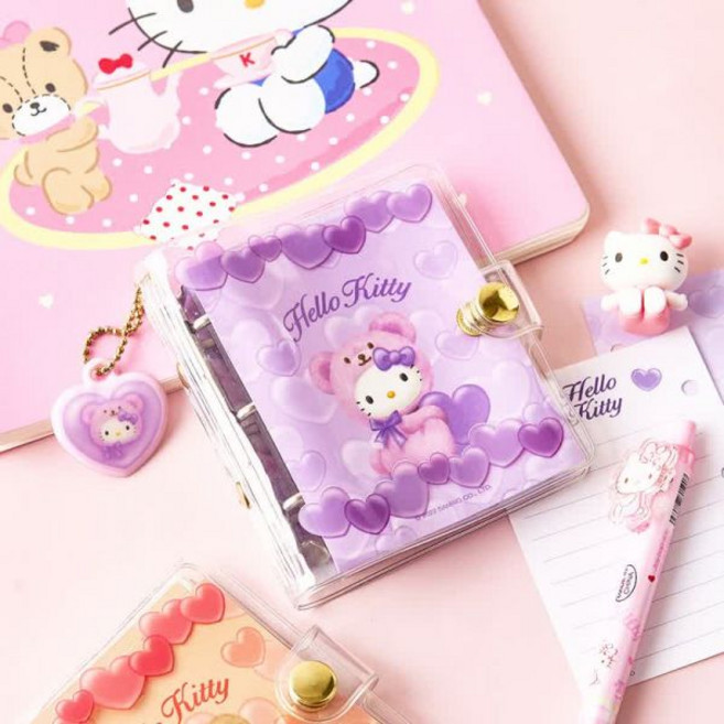 비브랜드 헬로키티 투명 3공 다이어리 하트베어 퍼플 미니 바인더 C1-046520, 비브랜드 헬로키티 투명 3공 다이어리 하트베어 퍼플 미