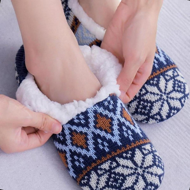 북유럽풍 양털덧신 겨울실내화 방한슬리퍼 거실화 수면양말 여성용, 1개, 블루