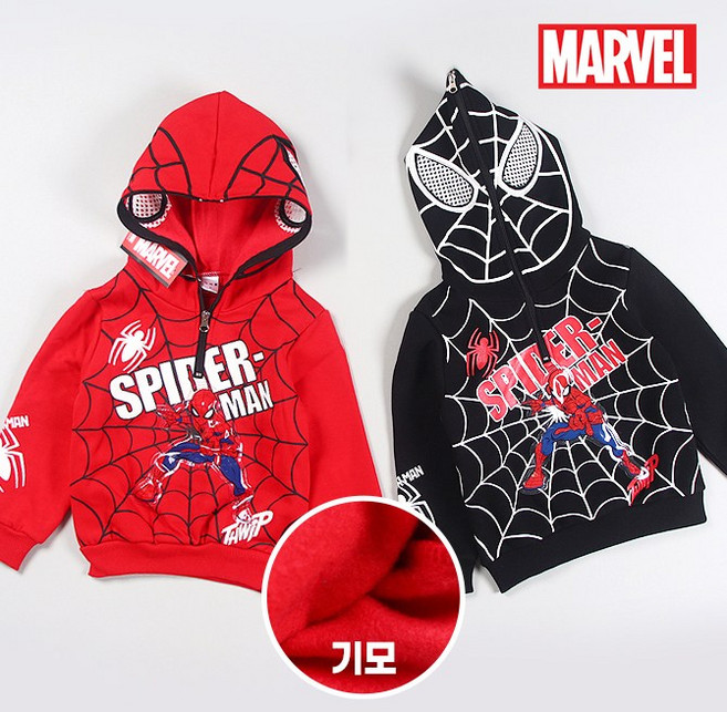 기모 마블정품 스파이더맨 불빛 후드티 상의 단품 히어로