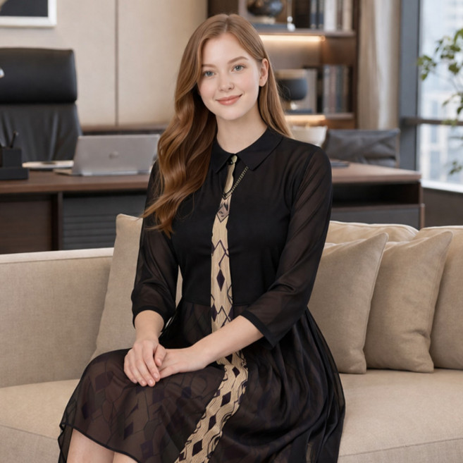 여성 간절기 구김없는 쿨 쉬폰 플레어 롱원피스 2종 RDSFO036