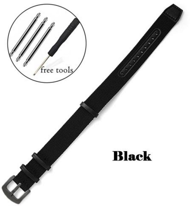 패션 나일론 패치 가죽 워치 밴드 나일론 캔버스 브레이드 워치 스트랩 카키 필드용 소프트 밴드 20mm 22mm, 12)Black-Black, 1개