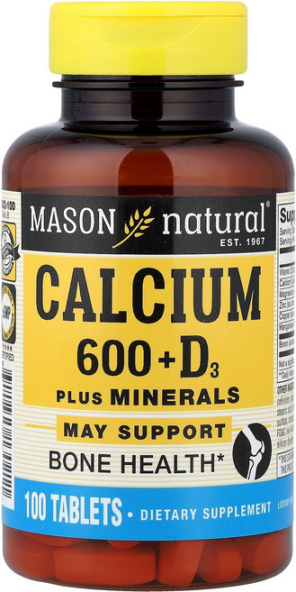 Mason Natural 칼슘 600 + 비타민D3 100정 Natural (메이슨 내추럴), 1개