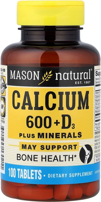 Mason Natural 칼슘 600 + 비타민D3 100정 Natural (메이슨 내추럴), 1개 - 쿠팡