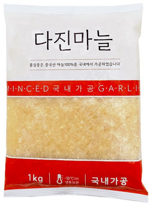 잘 다져진 국내제조 냉동 다진마늘, 1개, 1kg