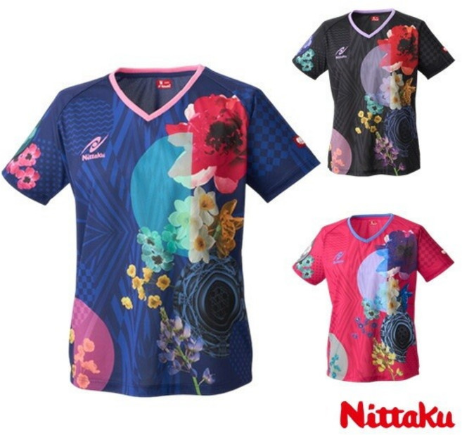 니타쿠 여성 탁구복 상의 모던 플라워 반팔 티셔츠 NW-2221