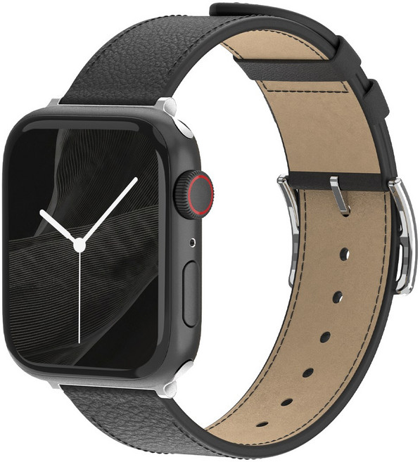 아이메이드잇 애플워치 호환 앱송 가죽밴드 스트랩, 블랙, 1개