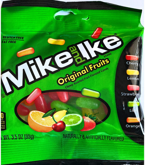 마이크 앤 아이크 오리지널 과일 3.5온스 백 Mike and Ike Original Fruits 3.5oz bag, 99.22g, 1개