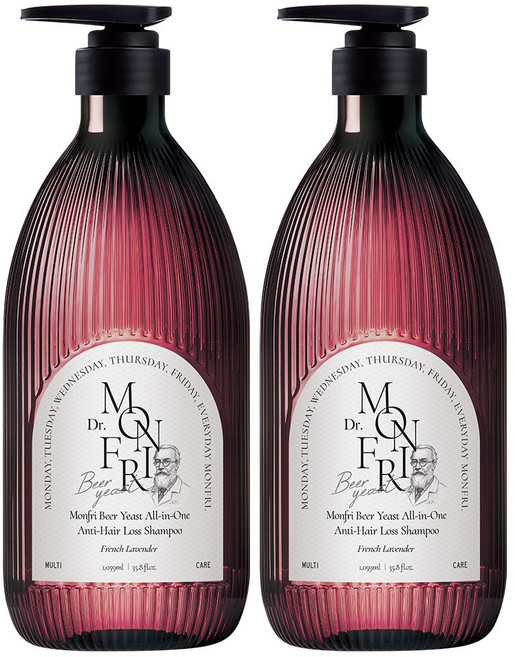 먼프리 대용량 맥주효모 단백질 탈모완화&볼륨 더블케어 퍼퓸 탈모케어 샴푸 프렌치라벤더향, 2개, 1.059L