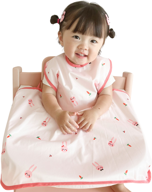 벨베이비 식탁일체형 방수 턱받이 나시 완전커버 오리지널, (리뉴얼)핑크 토끼, 1개, 1개입