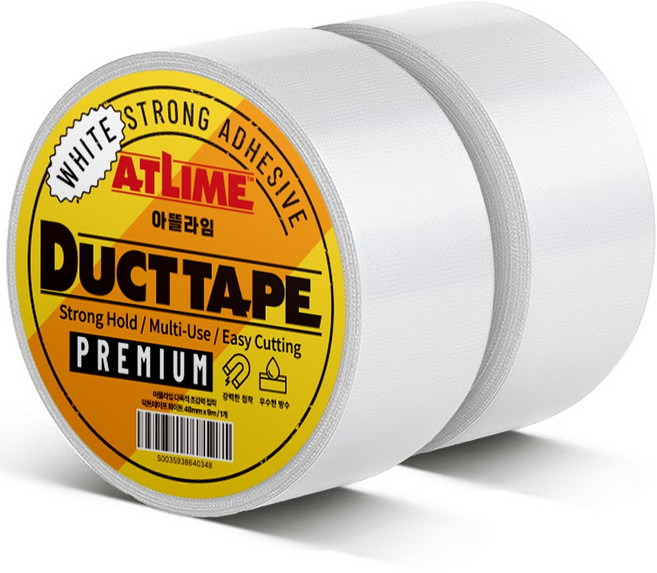 아뜰라임 다목적 초강력 접착 덕트테이프 화이트 48mm x 9m, 2개