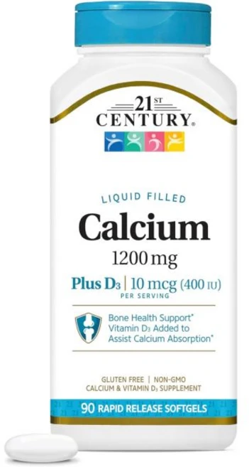 21세기센트리 21st century Calcium Plus D3 Liquid Filled Softgel 1200 mg 90 Count, 90 Count (Pack of 1), 90정 - 쿠팡