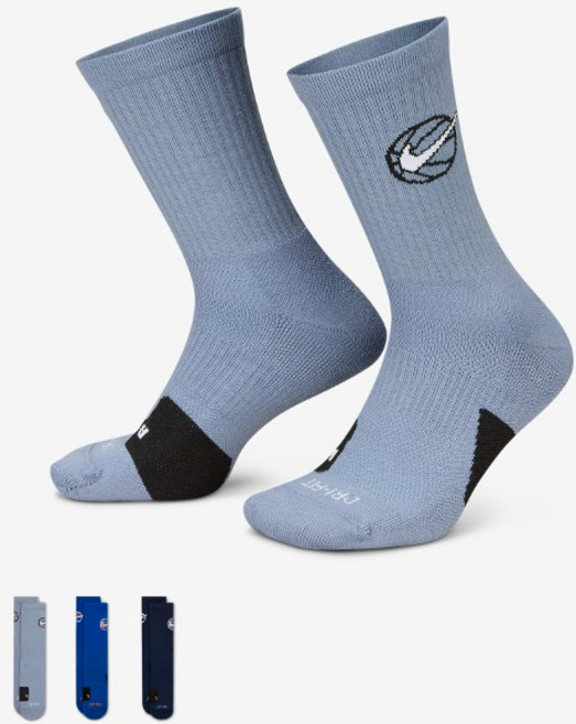 나이키 에브리데이 양말 3팩 크루 삭스 (DA2123-911) 농구 양말, 24 (M 24~27cm)