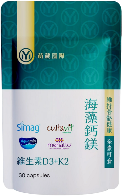 萌蔵國際 海藻鈣鎂 維生素D3+K2 膠囊, 745 毫克/顆, 1個, 30顆/袋