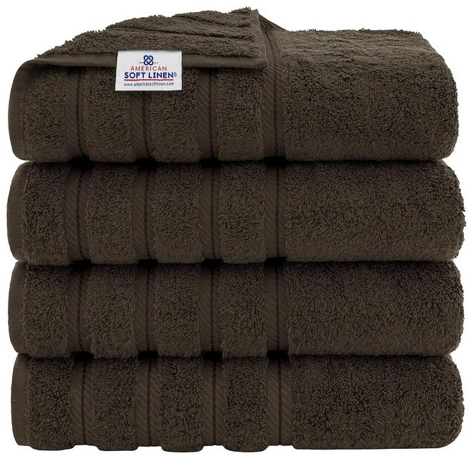 American Soft Linen 욕실용 럭셔리 수건 600 GSM 100% 면 4피스 터키산 워시 천 세트 몸과 얼굴용 33 x 33cm(13 x 13인치) 부드러운 걸, 27x54" BATH Towel Set