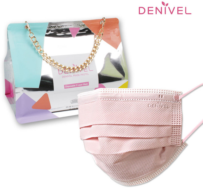 데니벨 마스크 파스텔 컬러 칼라 MB필터 일회용 덴탈, 30개입, 1개, 데니벨파스텔(덴탈)30매-베이비핑크