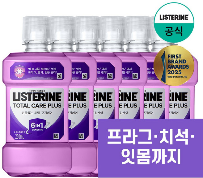 리스테린 토탈케어 플러스 구강청결제, 250ml, 6개