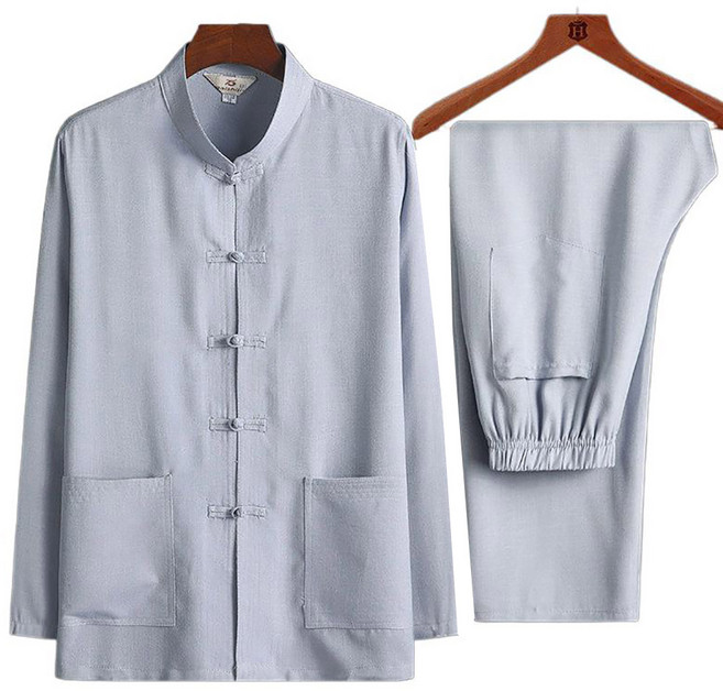 셀럽당 중장년 남성 면마 긴팔 상의+하의 세트 남자생활한복 F00585