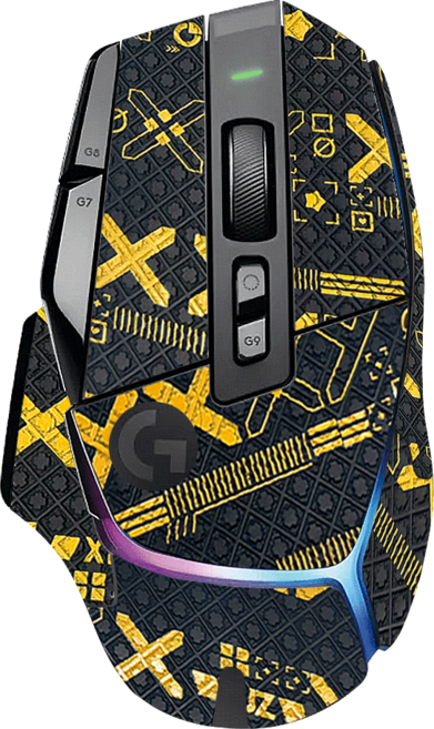 로지텍 G502 X/X Plus 호환 논슬립 풀커버 그립스티커, 블랙골드, Logitech G502 X / X Plus