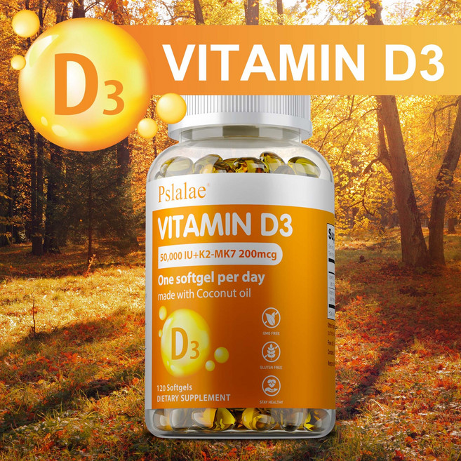 Pslalae 維他命 D3+K2 軟膠囊 50 000 IU 120粒, 240組
