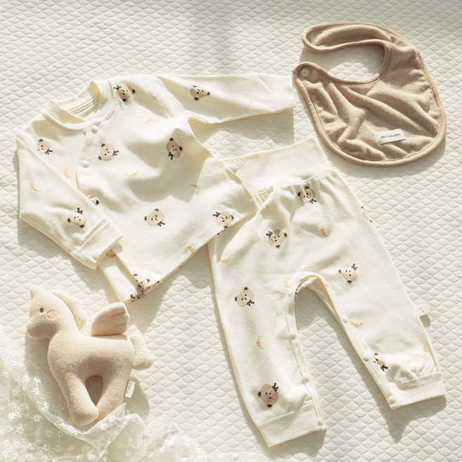 에뜨람 순면 아기 내복 상하세트 배앓이방지 신생아 실내복 잠옷 출산 선물 준비물 백일 봄여름가을겨울 사계절 KC인증상품