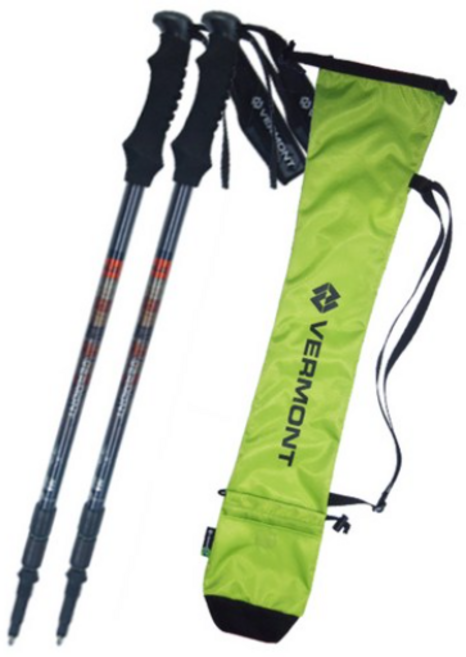 버먼트 마블 3단 등산스틱 2p + 팩커블 스틱 파우치 그린, 혼합색상, 1개