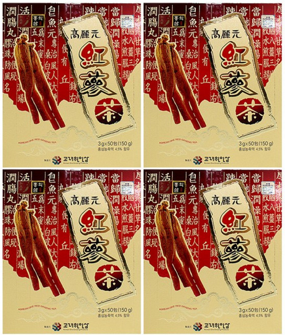 고려원인삼 홍삼차 50T, 홍삼차 50포, 4개