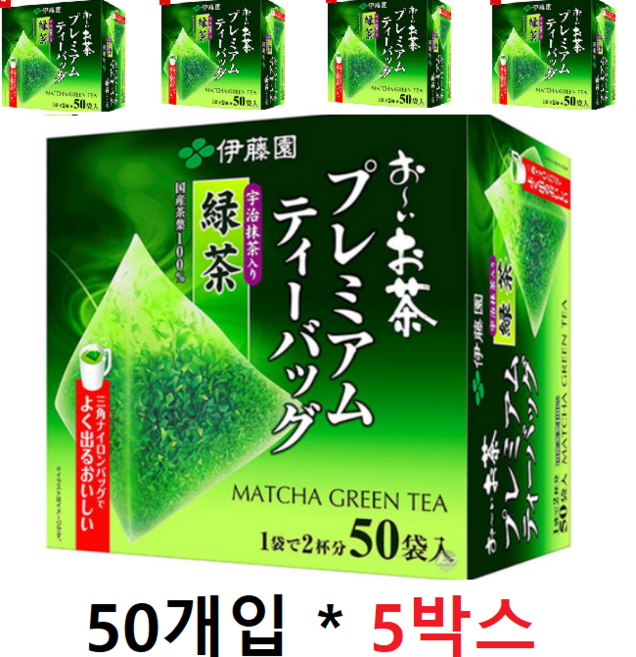 이토엔 오이오차 프리미엄 티백 말차포함 녹차, 1.8g, 50개입, 5박스