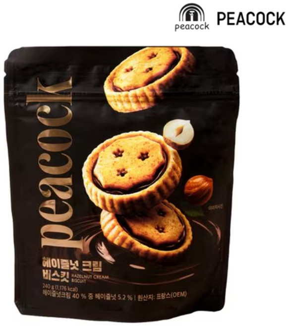 피코크 헤이즐넛 크림 비스킷 수량, 3개, 240g