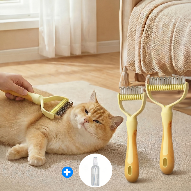 강아지빗 고양이빗 브러쉬 엉킴방지빗, 노란색(22cm x 9cm x 3cm), 2개