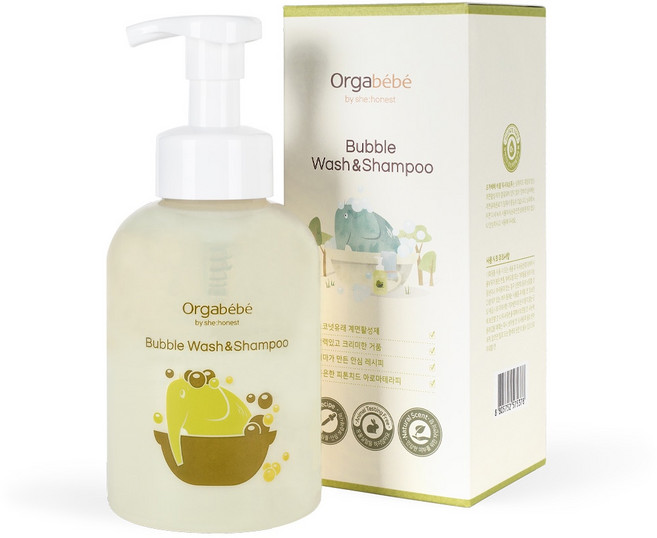 Orgabébé 嬰兒洗髮沐浴慕斯 溫和潔淨滋養, 1個, 500ml