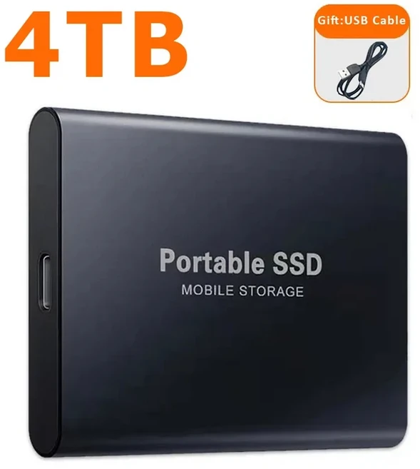 고속 외장 SSD 2TB/4TB/30TB USB 3.1 Type-C 하드 디스크 (노트북/PC/MAC용), 05 4TB Bla