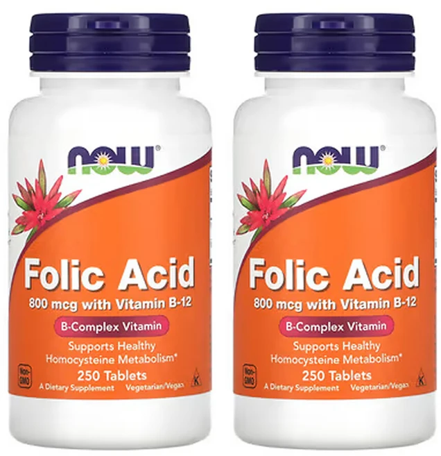 나우푸드 엽산 호모시스테인 비타민 B12 시아노코발라민 250정 2통, 2개 - 쿠팡