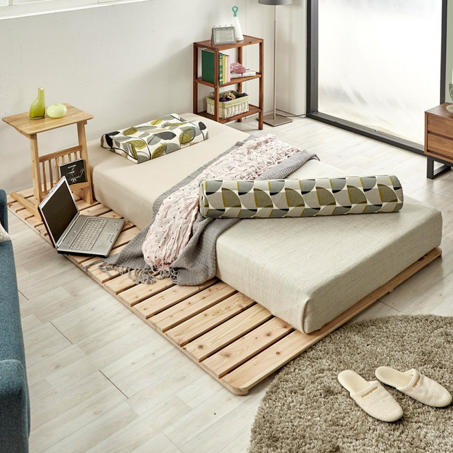 편백나무 침대 프레임 원목 깔판 매트리스 받침대 저상형 패밀리 침대판 매트 받침, 내추럴, 편백 600 미니싱글