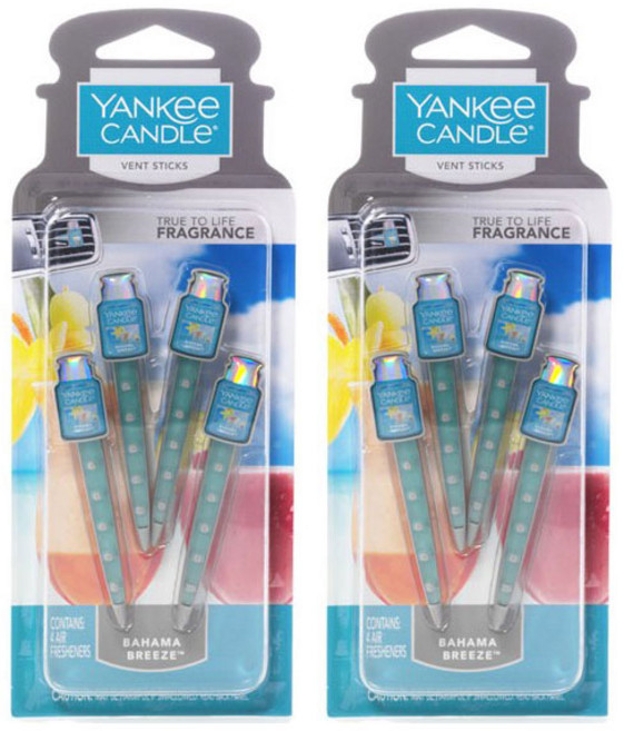 양키캔들 벤트스틱 차량용 방향제 스카이블루, 바하마브리즈, 2개