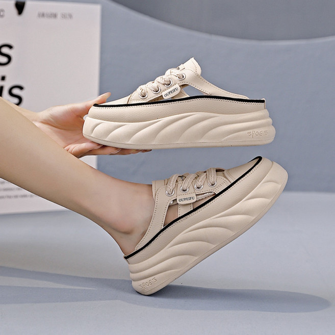 708090 여름 캐주얼 슬립온 여성 통굽 하프 슬리퍼