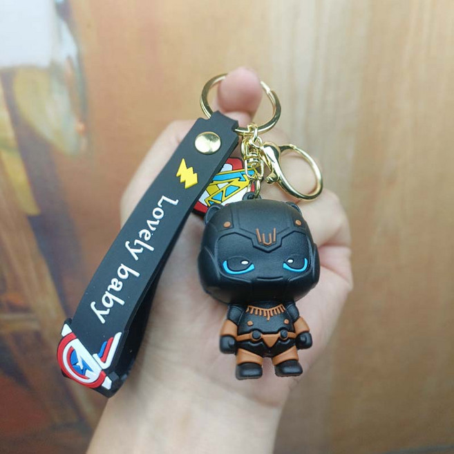 마블 키홀더 가방고리 악세사리 인형 열쇠고리 피규어 팬던트 키링, 1개, 블랙팬서